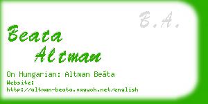 beata altman business card