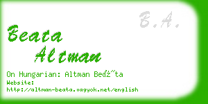 beata altman business card